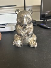 Vintage Reed And Barton Silver Plated Panda Bear Piggy Coin Bank - 5.25"x4"