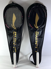 Lot of 2 Li Ning Axforce Cannon 4U Badminton Racquets Strung 32lbs with Case