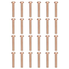 100 Pcs Copper Solid Rivets, 0.12"x0.79" Half Round Head Rivet Metal Fasteners