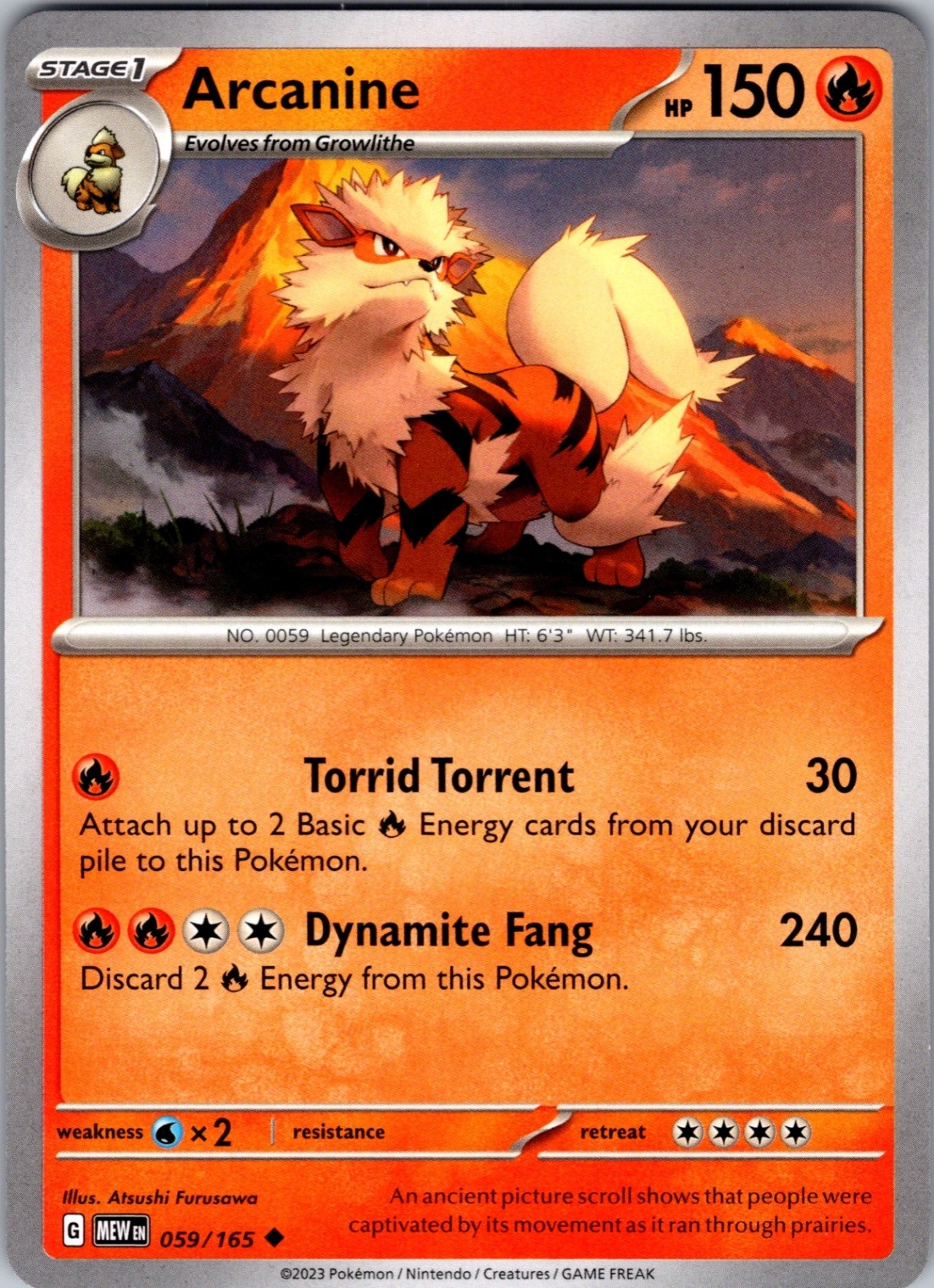Arcanine 059/165 Uncommon Regular SV: Scarlet & Violet 151 NM