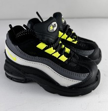 Nike Little Air Max 95 TD Black Gray Volt Green Toddler Size 6C