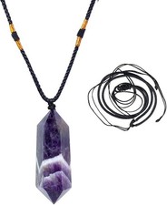 Natural Stone Hexagonal Points Pendant Healing Crystal Amulet Unisex Necklace