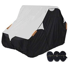 UTV Cover with Heavy Duty 420D Oxford Fabric, Side 4-6 Passenger Black  Silver