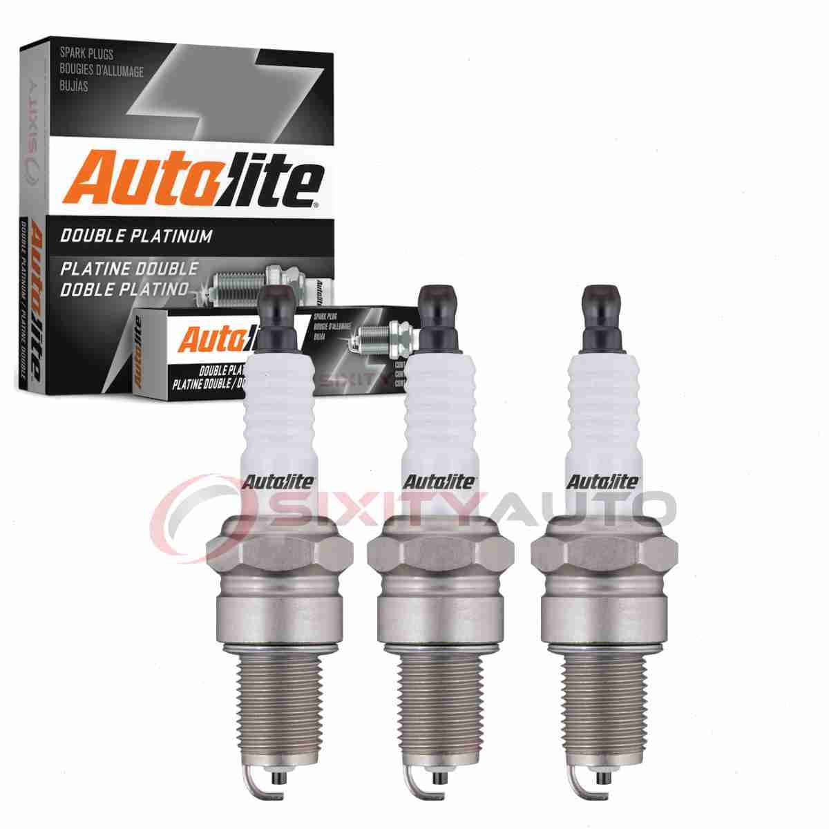 3 pc Autolite Double Platinum Spark Plugs for 1998-2000 Chevrolet Metro 1.0L ji