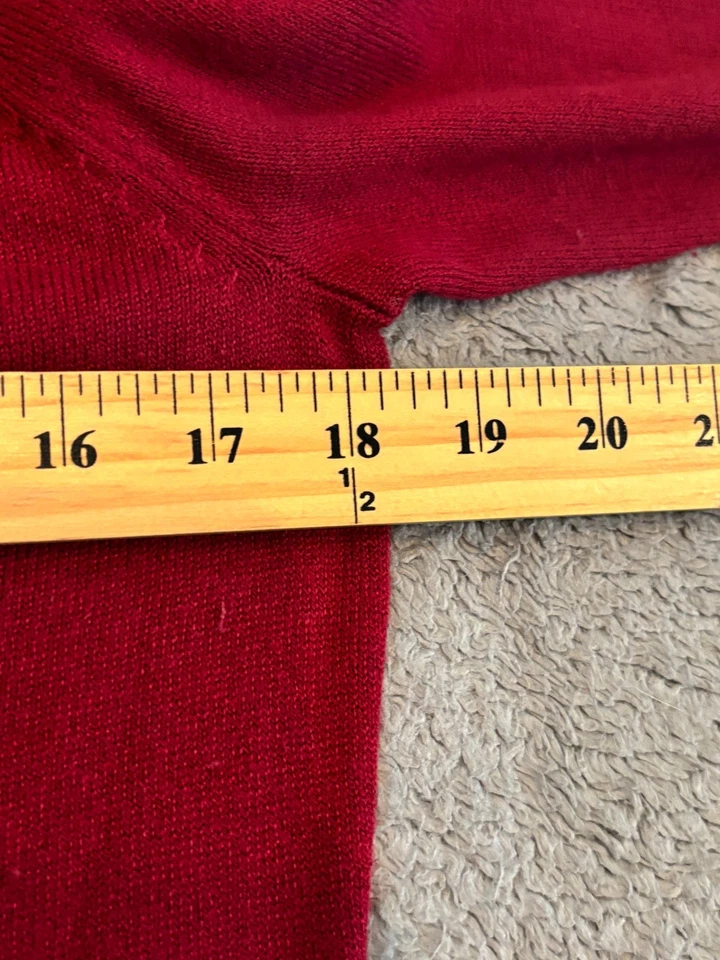 Ann Taylor Loft Sweater Womens Small Red Wide Neck Long Sleeve Pullover Casual - Image 3 of 4