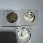 1964 Kennedy Half Dollar Silver Business Strike VF- Lot Of 3 - 90% Silver *RARE*