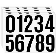 4 Inch Large Number Stickers 0-9, 6 Sheets Waterproof Self-Adhesive Black Vin...
