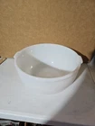 Vintage White Milk Glass Large Mixing Bowl Unmarked With Bottom Dimple & Handles