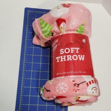 Holiday Style Soft Throw Blanket 50 x 60 in Snowman Christmas Trees