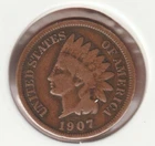US Rare Old West 1907 Indian Head Penny Coin American Collection Shield Cent USA