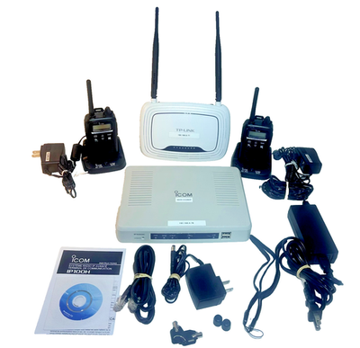 Icom IP1000C IP Radio System Kit w/ 2 IP100H Radios Chargers
