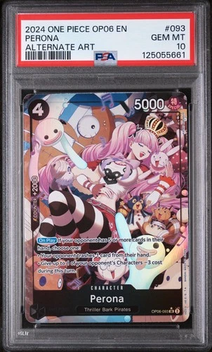 Bandai One Piece CCG Perona OP06-093 Wings of the Captain Alt Art Foil PSA 10