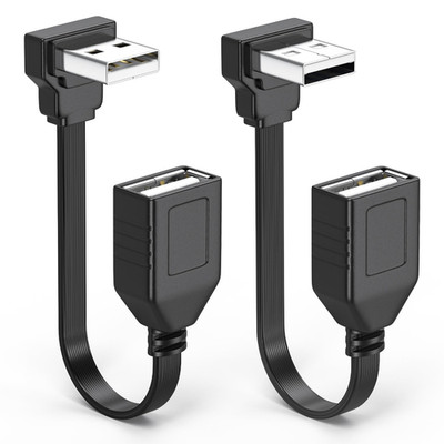 2Pack USB 2.0 Extension Cable, 90 Degree Right Angle USB Male to Female Adapter,