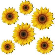 Thyle 6 Pcs Sunflower Wall Decor Wood Sunflower Wall Art Farmhouse Flower Dec...