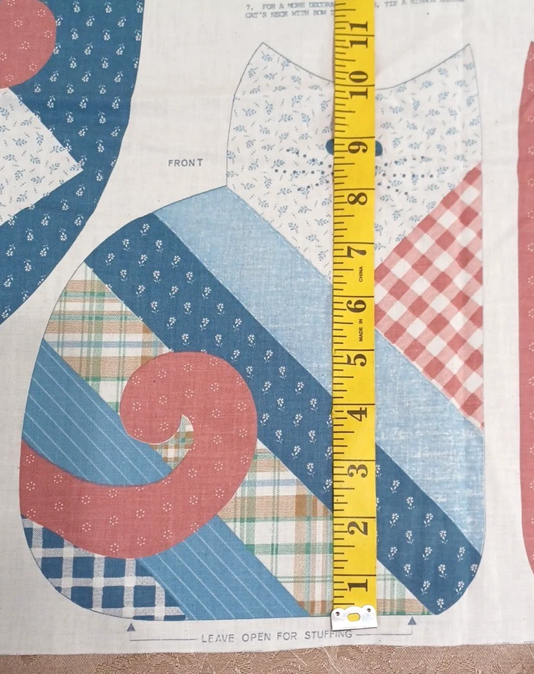 2 Cats Plush Stuff Animals VTG Cranston Fabric Sew Panel - Image 3 of 4