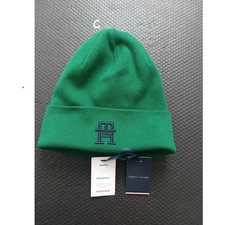 Tommy Hilfiger Dark Green Rib-Knit Beanie with Embroidered Logo | Retail £49
