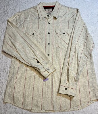 Route 66 Distinctive Details Paisley Striped Yellow Mens XL Long Sleeve Shirt