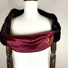VTG Y2K Mandalay Faux Fur Shrug Wrap size 6 Silk Embroidered Event Wedding