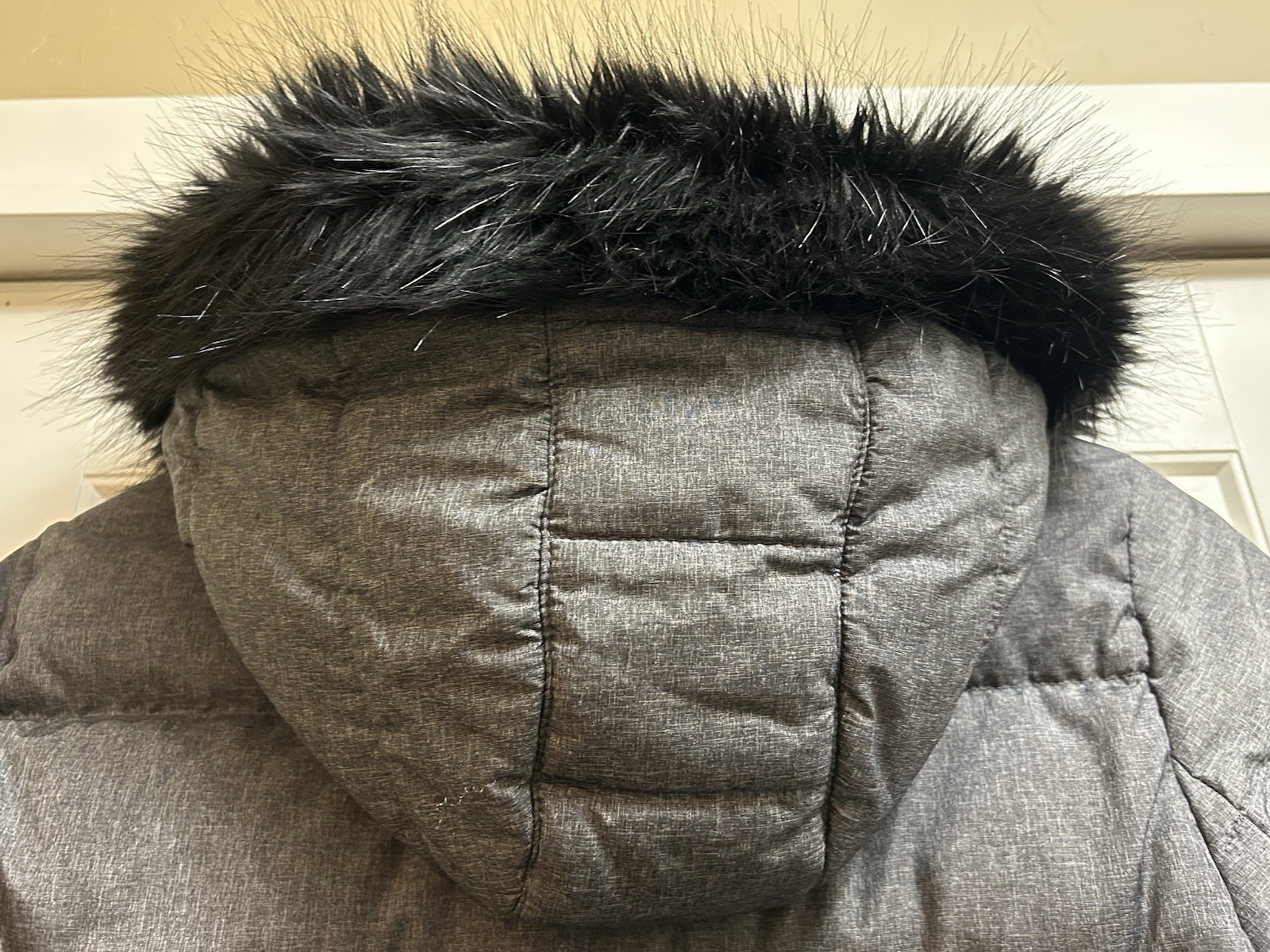 Lands End Women S/T S T 6-8 Long Hooded Down Coat Jacket Warm Puffer Gray  C2