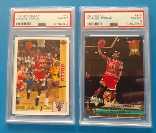 1991 UD MICHAEL JORDAN PSA 8  & 1992 ULTRA JORDAN PSA 8 + BONUS VINTAGE CARDS!