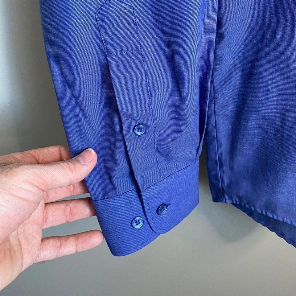 Pierre Cardin Men's Blue Long Sleeve Button Up Dress Shirt Size 15.5 - 32/33 - Image 4 of 4