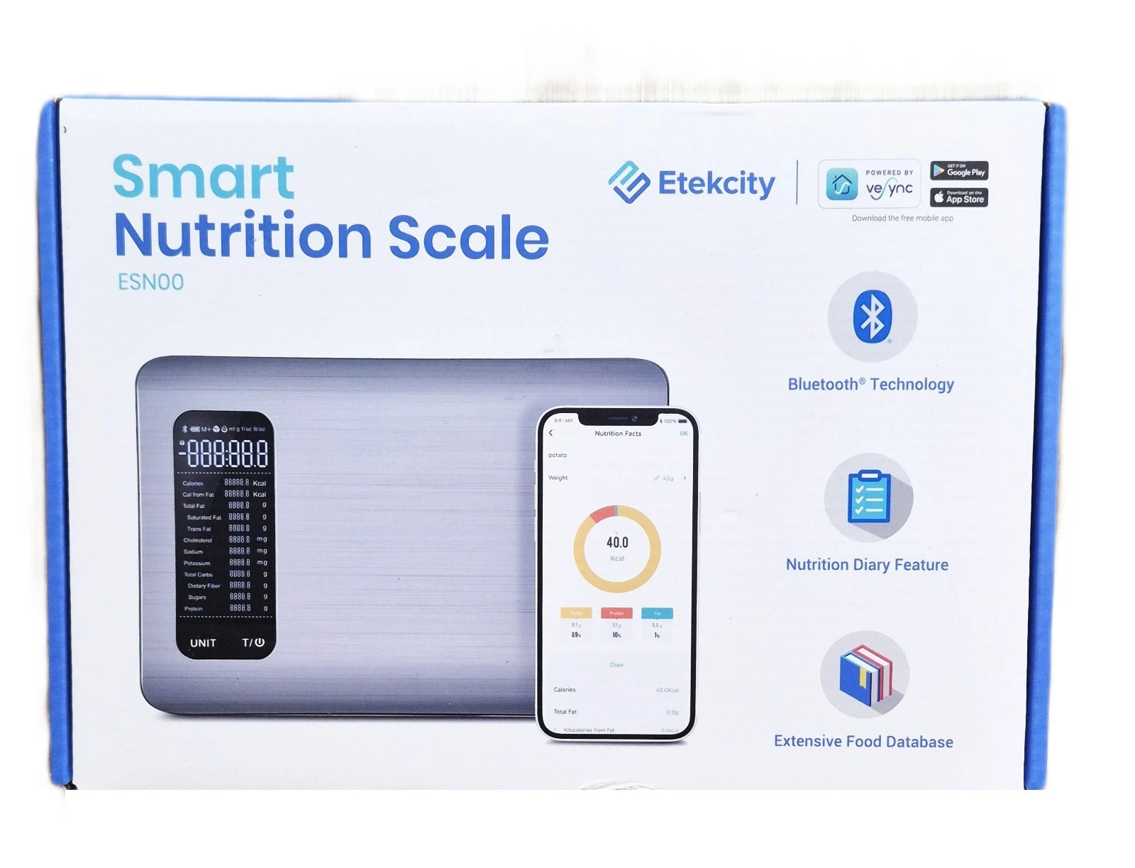 Etekcity Smart Food Nutrition Scale ESN00 Digital Grams and Ounces - NEW in Box