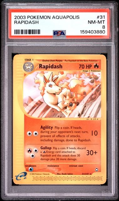 2003 POKEMON AQUAPOLIS #31 RAPIDASH PSA 8