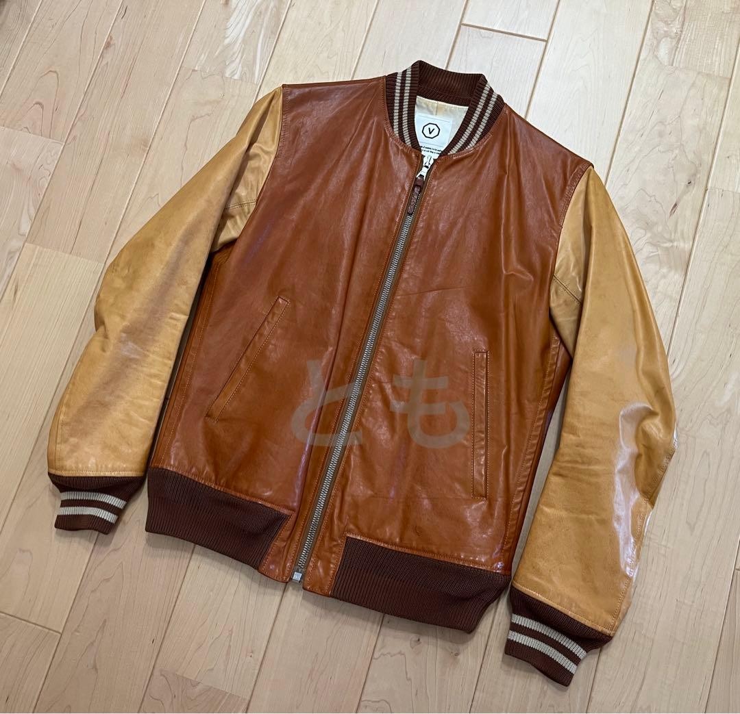 Visvim Leather Varsity Jacket M Size Authentic Ol… - image 1