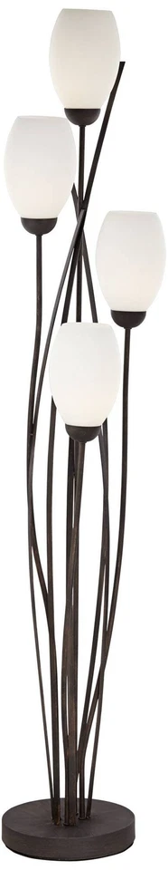 Modern Floor Lamp 4-Light Tree Ginger Black Tulip White Glass For Living Room - Image 2 of 4