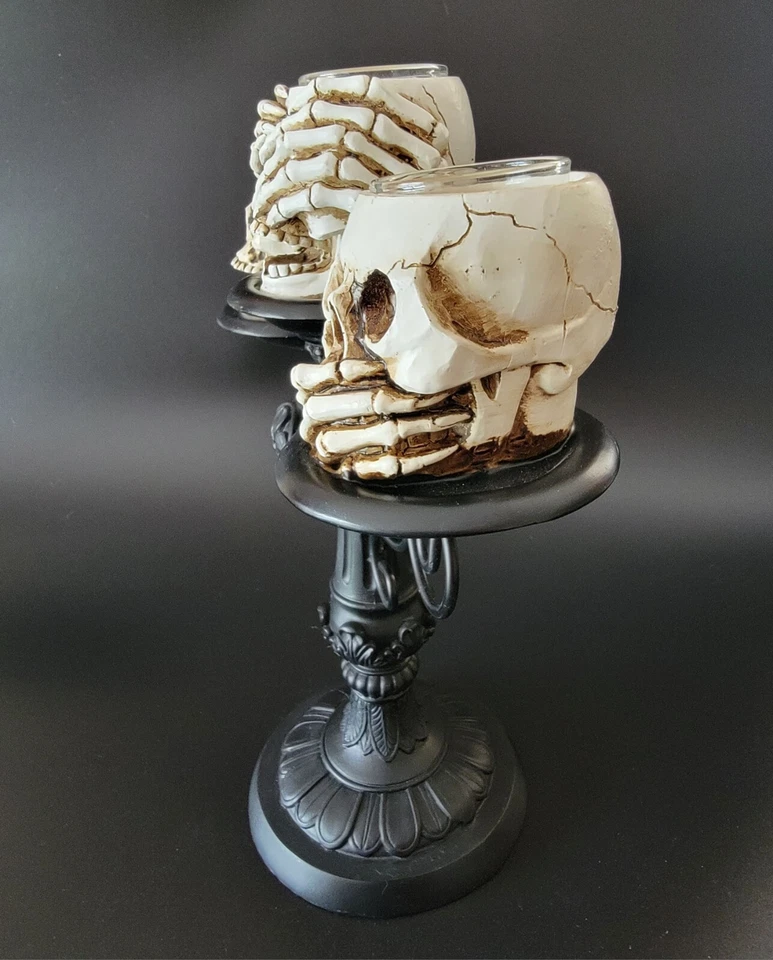 Candelabro Yankee Candelabro Triple Calavera Portavelas Ver Hablar Escuchar No Mal Foto 3 de 4