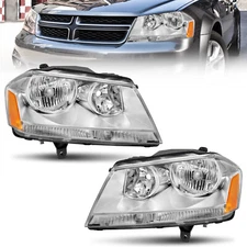 Chrome Headlights Assembly For 2008-2014 Dodge Avenger Headlamp Left and Rights