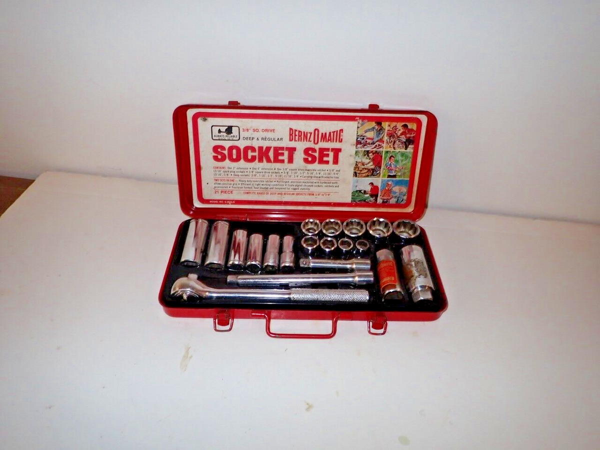 Vintage Bernzomatic Corp.Havy Duty 3/8' Drive 21 Piece Socket Set