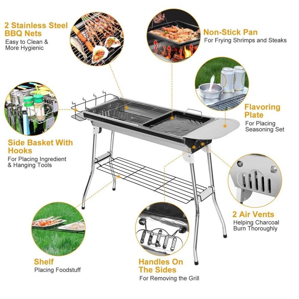 Luxury Package Charcoal BBQ Grill Camping Cooking Outdoor Portable