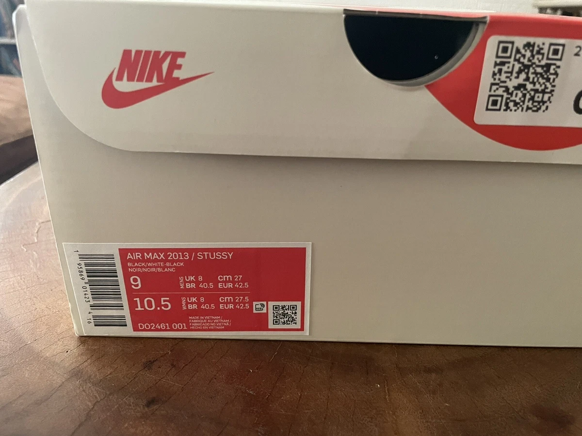 Stussy x Nike Air Max 2013 Black Men's Size US9 D02461 001 SB