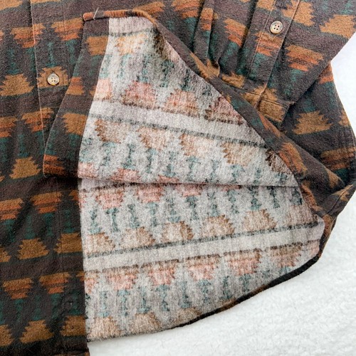 Vintage Woolrich Shirt Mens Extra Large Brown Chamois Button Down Aztec 90s - Picture 3 of 10