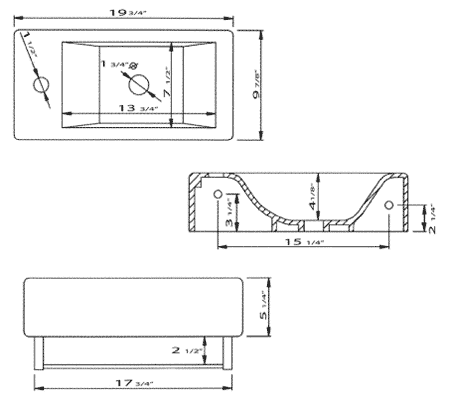 Whitehaus WH1-114LTB White Left Hole Ceramic Bath Wall Mount Basin Sink - Picture 2 of 3