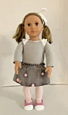 Our Generation Bina With Pink and Gray Pom Pom Skirt 18" Fashion Doll