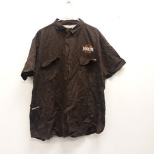 Dickies Work Wear Men's 2XL Shirt Button Down Short Sleeve Brown Pockets Cotton