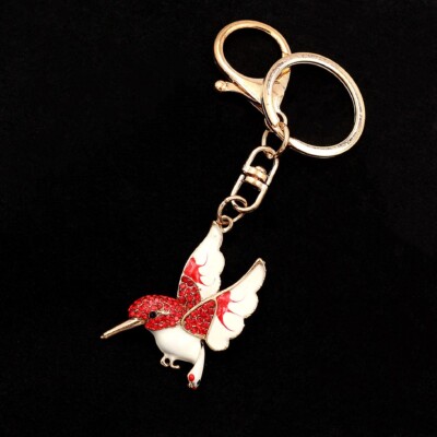 Cute Enamel Crystal Hummingbird Pendant Key Chain Purse Bag Handbag Keyring Gift