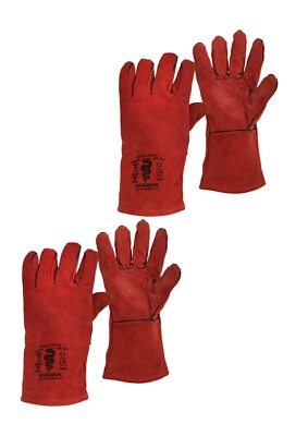 Warrior Schweißer Stulpenhandschuhe - 2 Paar - Top Qualität Rindsleder