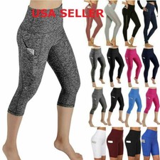 High Waisted Workout Leggings Women with Pockets Mesh Capri Yoga Pants Gym 03 