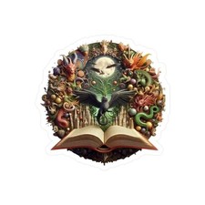 Mystical Book-Themed Vinyl Decal, Fantasy Sticker for Book Lovers, Home Decor,