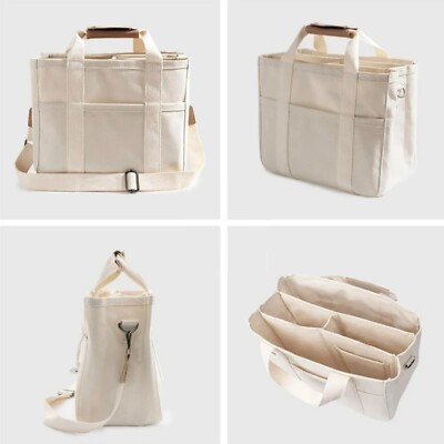 NWT Multi Pockets Canvas Tote Bag with Strap, Canvas Shoulder