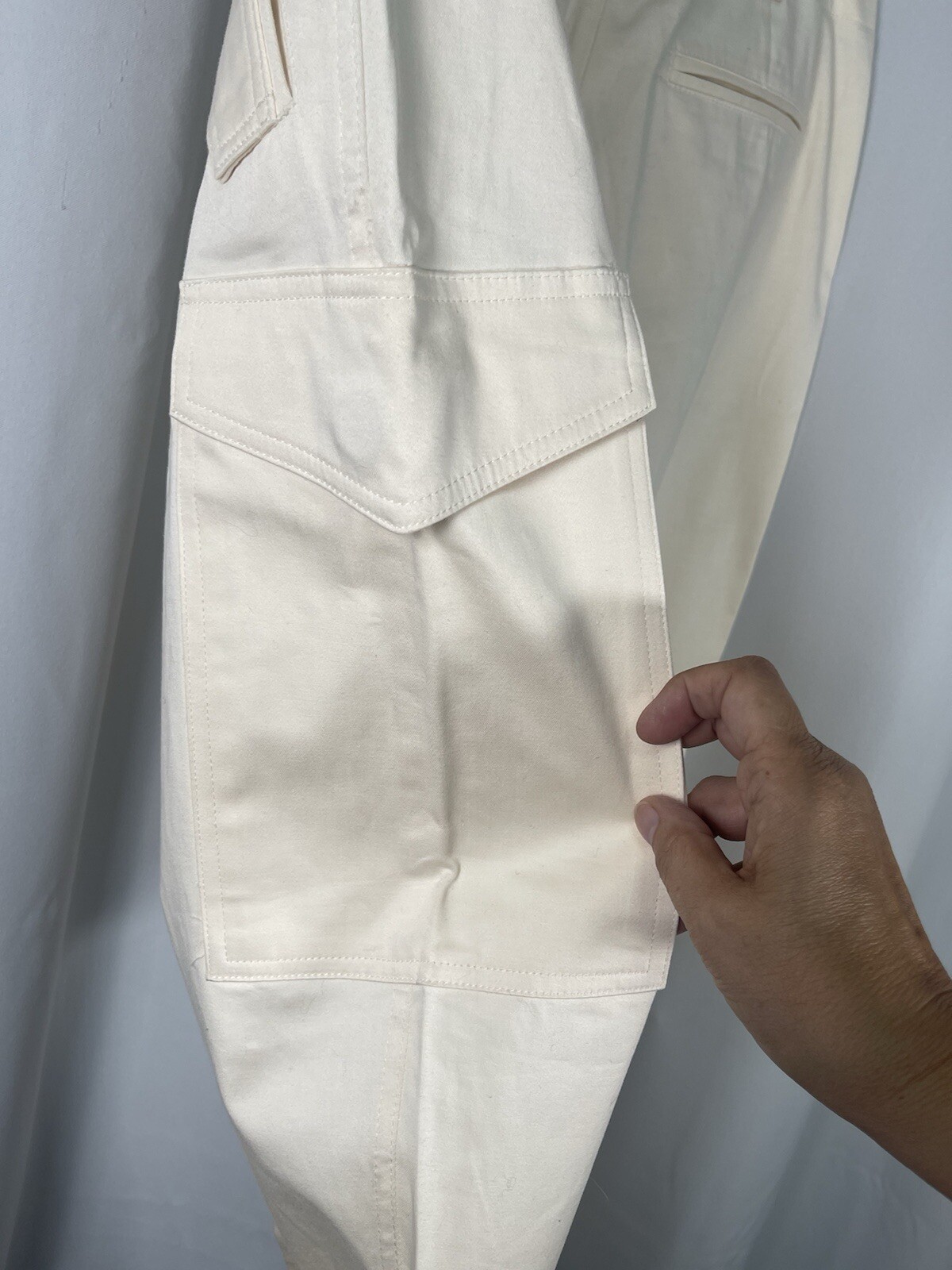 REISS Bleeker Utility Taper Trousers In Cream Sz 6 New image 8