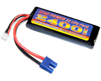 HRC Racing Akku LiPo 2S 7.4V 2400mAh 50C RC Car Micro HRC Power 2400 EC3 Stecker