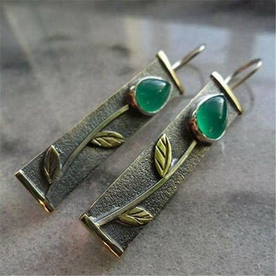 Wholesale Boho Vintage Argent 925 Turquoise Gemstone Drop Dangle Crochet Boucles D/'oreilles