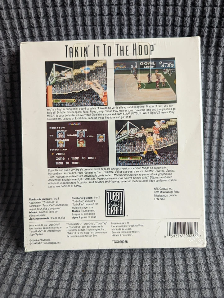 TurboGrafx 16 Takin' It To The Hoop Sealed Video Game HuCard Turbografx Canadian - Image 3 of 4