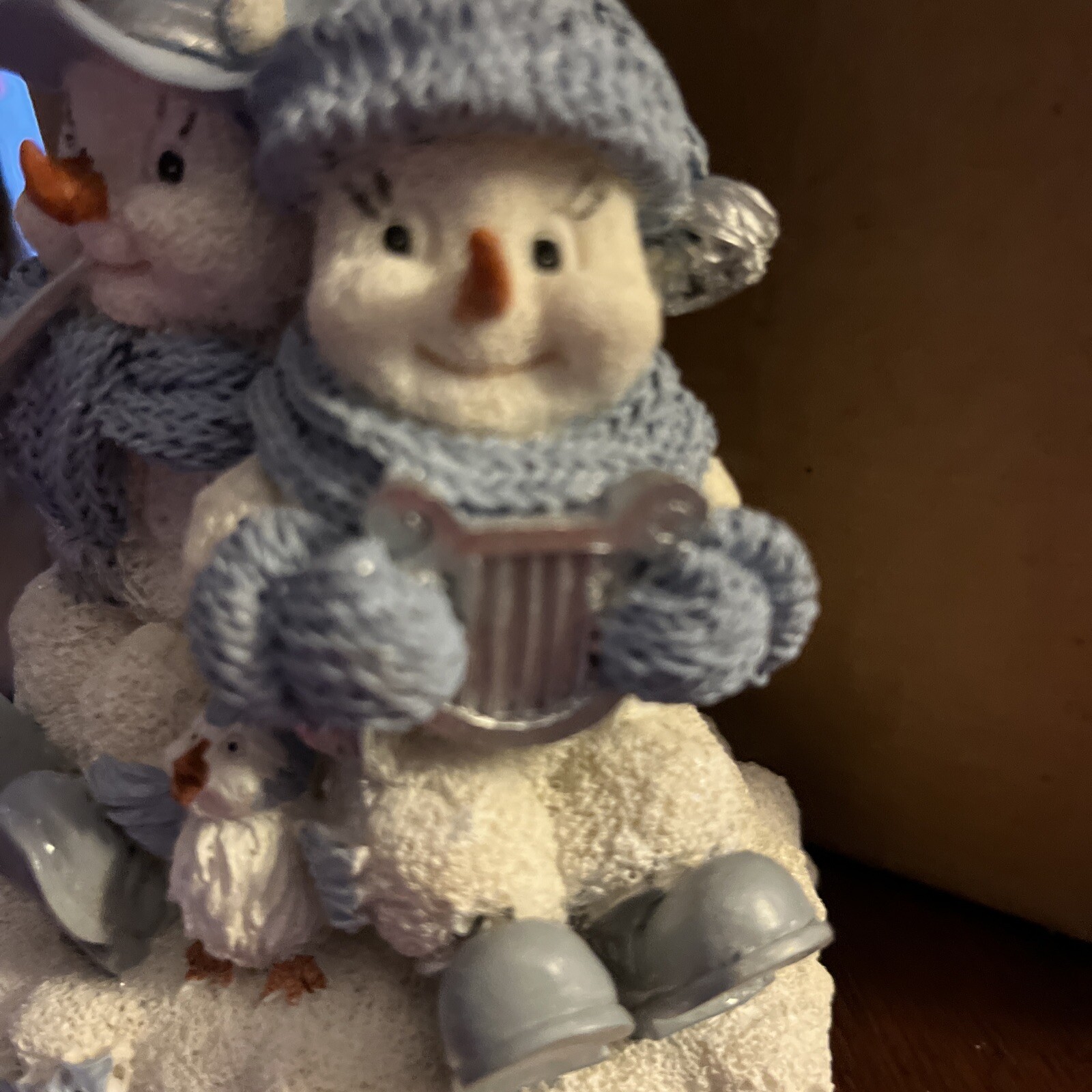 Snow Buddies Music Box “Buddies Musical With Harp” 1998 By Encore