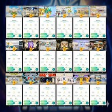 Combo x18 Shiny Pikachu Center Stamp Rally Background Japan - mini P T Cs