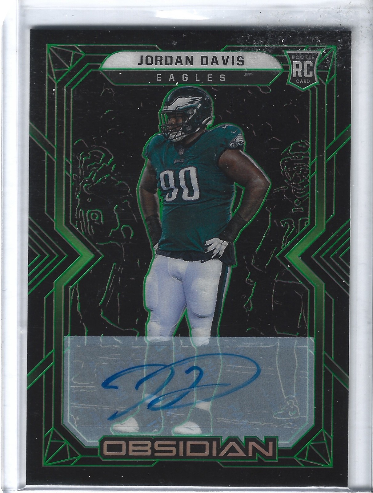 2022 Panini Obsidian Rookies Electric Etch Green RC AUTO /50 Jordan Davis